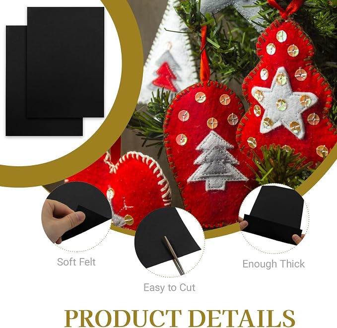 12 Pcs Felt Sheets, 7x11 Inch Stiff Felt
