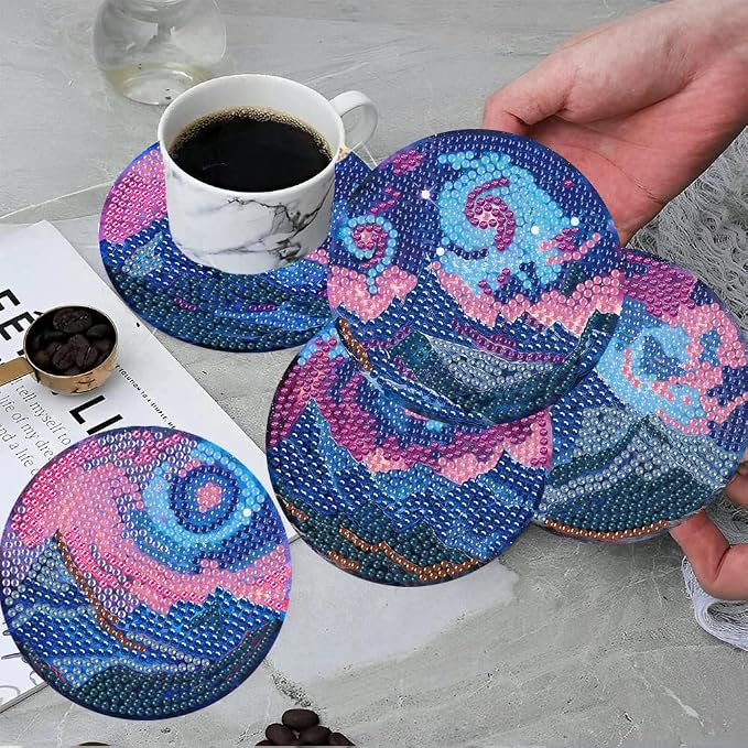 ijbnhd 8 PCS Aurora Diamond Art Coasters Diamond Painting Coasters | Diamond