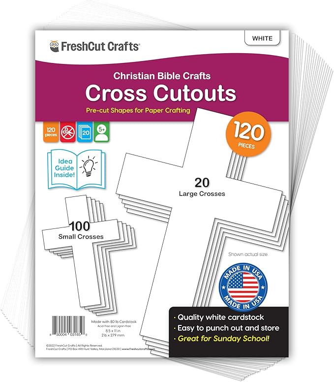 FreshCut Crafts 100 Pieces White Cross Cutouts