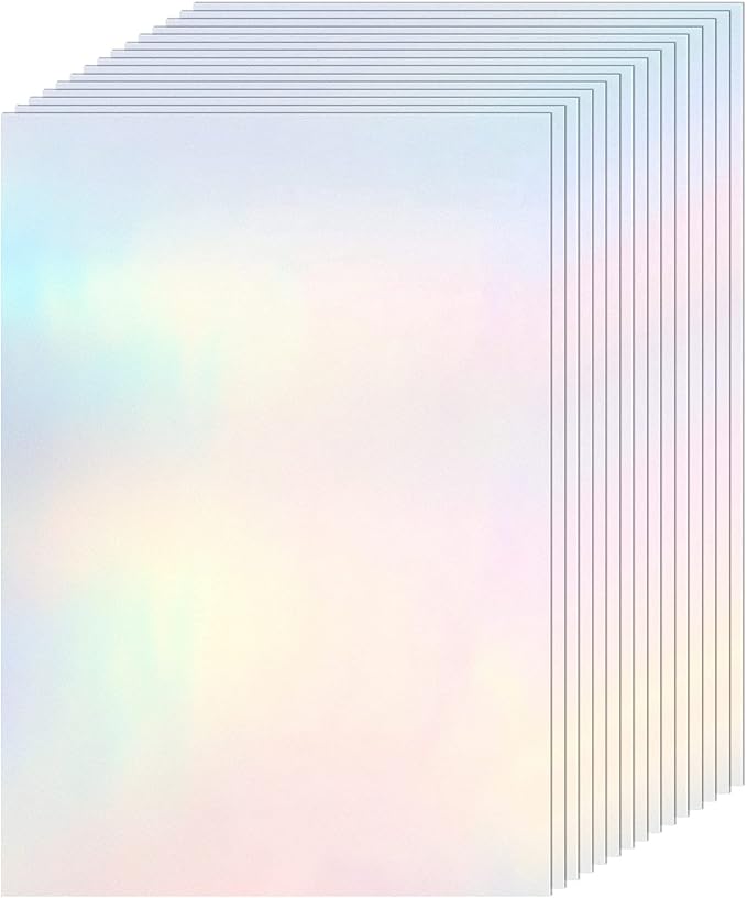 Clabby 36 Sheets Holographic Sticker Paper A4 Vinyl Holographic Laminate Sheets