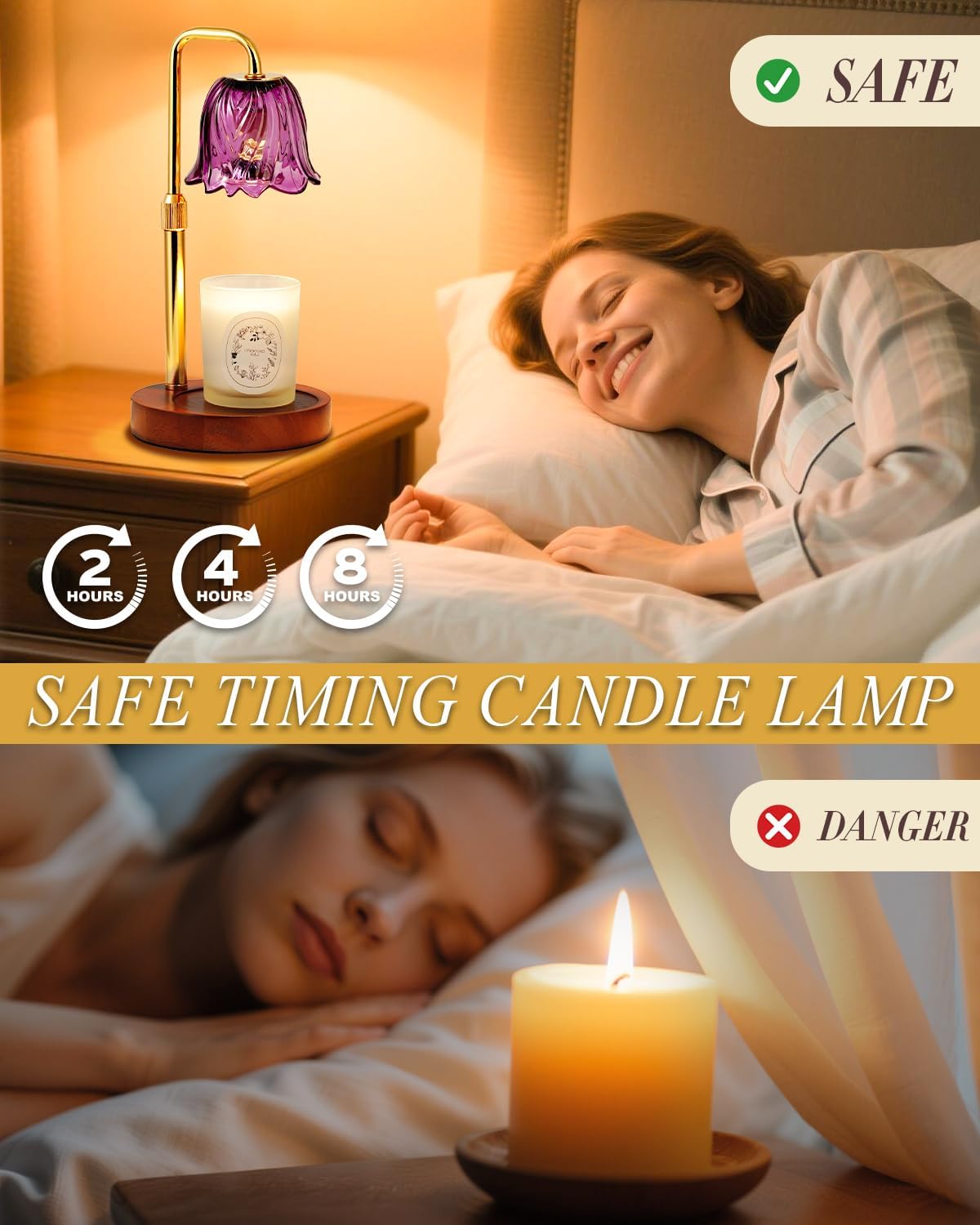 Flower Candle Warmer Lamp with Timer Dimmable, Candle Warming Lamp Height Adjustable, Christmas Gifts for Women Mom, Wax Melt Warmer for Jar Candles, House Warming Gifts New Home Decor