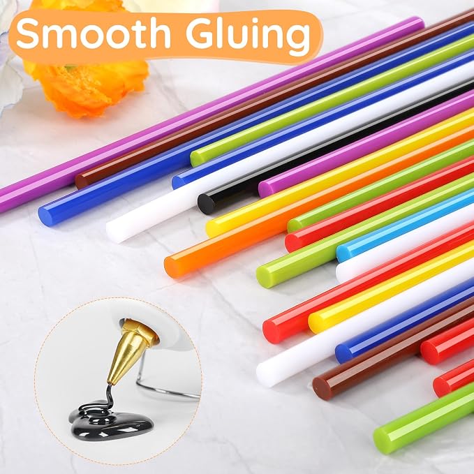 72 Pack Colored Hot Glue Sticks Bulk, 8 x 0.27in 12 Colors Hot Glue Sticks Mini