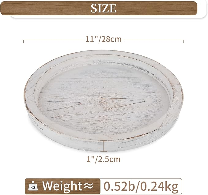 Hanobe Wooden Coffee Table Serving Tray, Farmhouse Candle Holder | 2pc Table