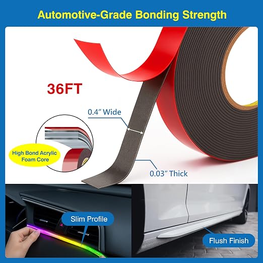 Tapsi Double Sided Tape Heavy Duty, 2 Rolls Automotive Foam Mounting Tape 0.4in