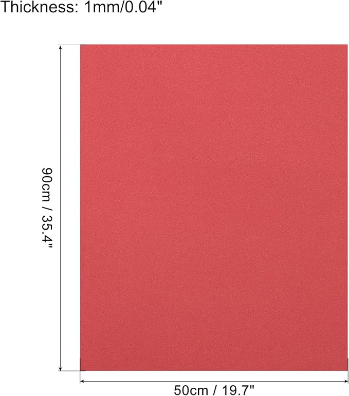 MECCANIXITY EVA Foam Sheets Red 19.7 Inch x 35.4 Inch 1mm Thick Crafts Foam