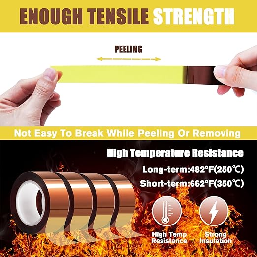 MEBMIK 4 Rolls 20mm x16m Heat Tape High Temperature Heat Resistant Tape Heat