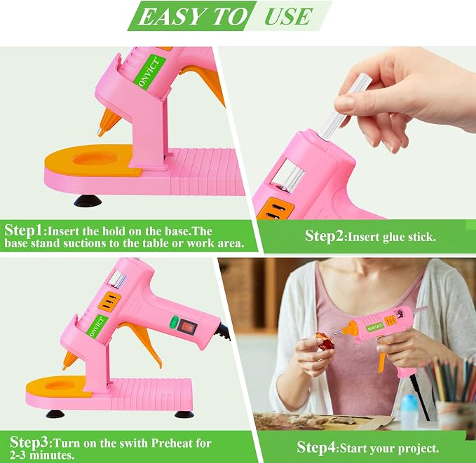 MONVICT Pink Hot Glue Gun Kit, Mini Glue Gun