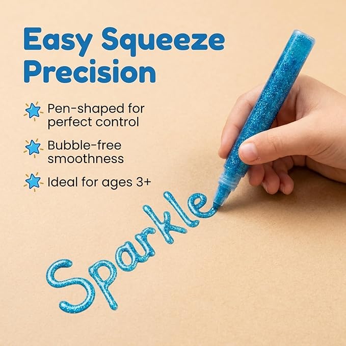 Tassel Toppers Non Toxic Washable Glitter Glue Stick Set, Quick Drying Color