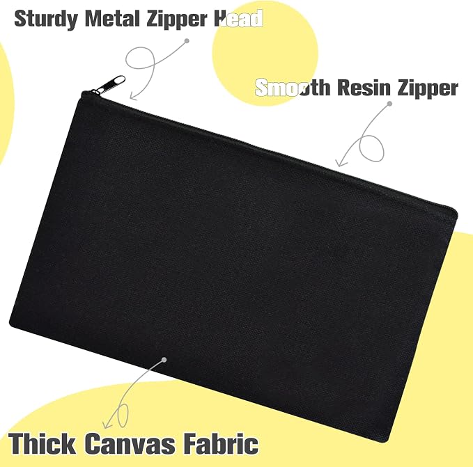 ZeeDix Canvas Zipper Pouch Bulk – 8.3 x 5 Inches Cotton Canvas Pouches