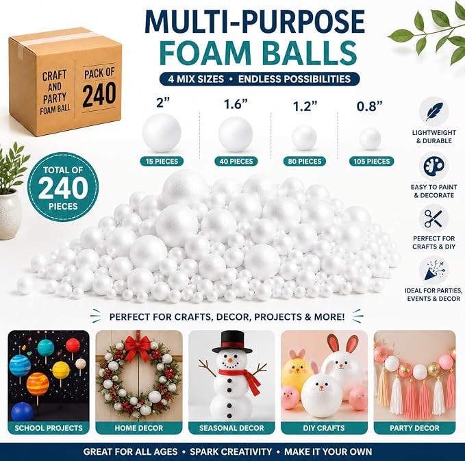 Evershine 240 Pack Craft Foam Ball