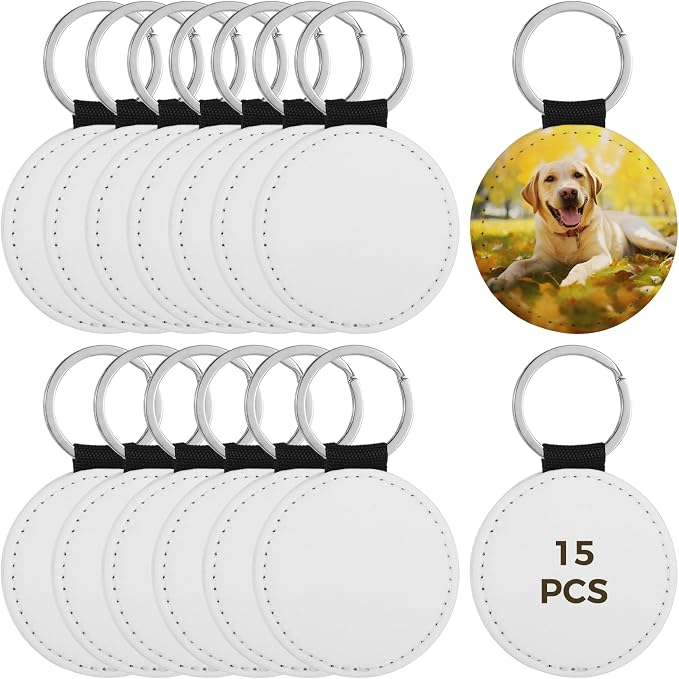 Homaisson Sublimation Keychain Blanks, Double-Sided PU Leather Keychains
