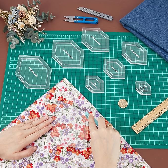 BENECREAT 16 Pcs Honeycomb Quilting Template, Acrylic Quilting Templates Rulers