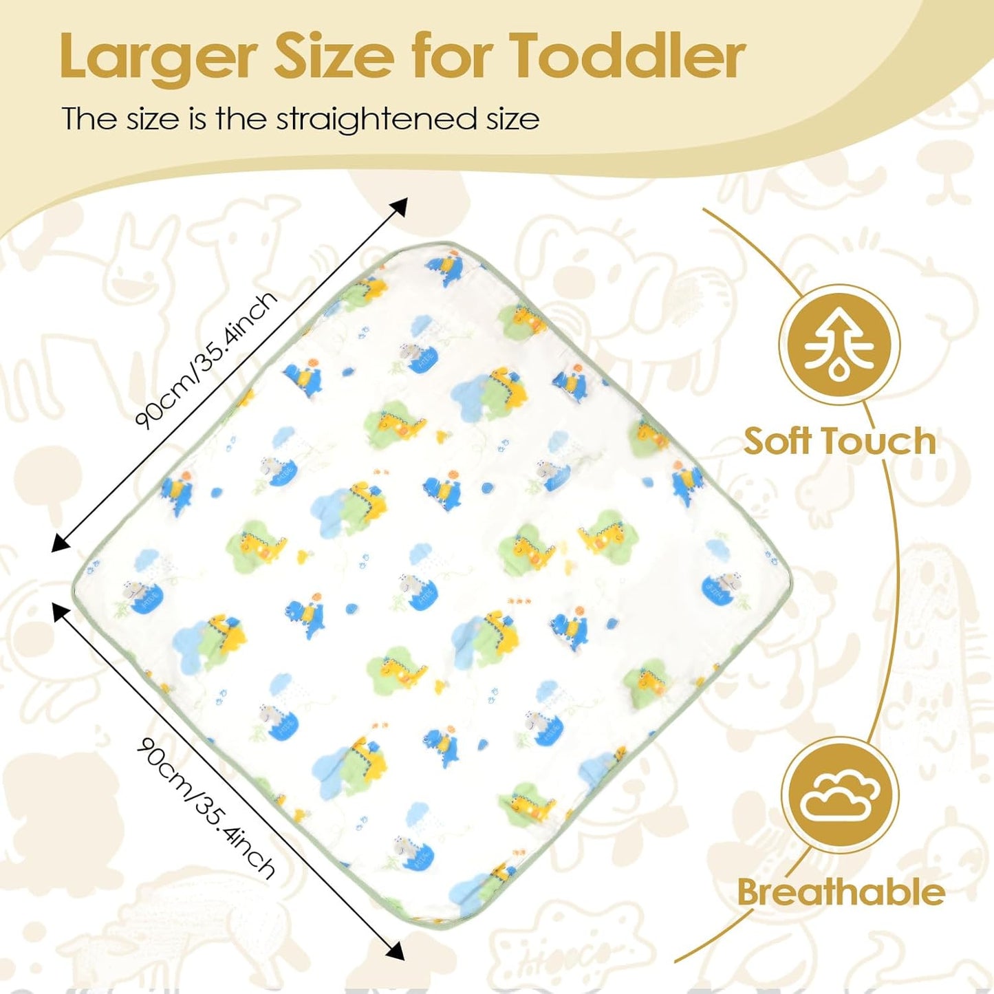 Baby Bath Towels 100% Muslin Cotton Hooded Baby Towels 2 Pack Shower Gifts for Newborn, Infant, Toddler, Kids,Super Soft and Absorbent, Large 35x35Inches
