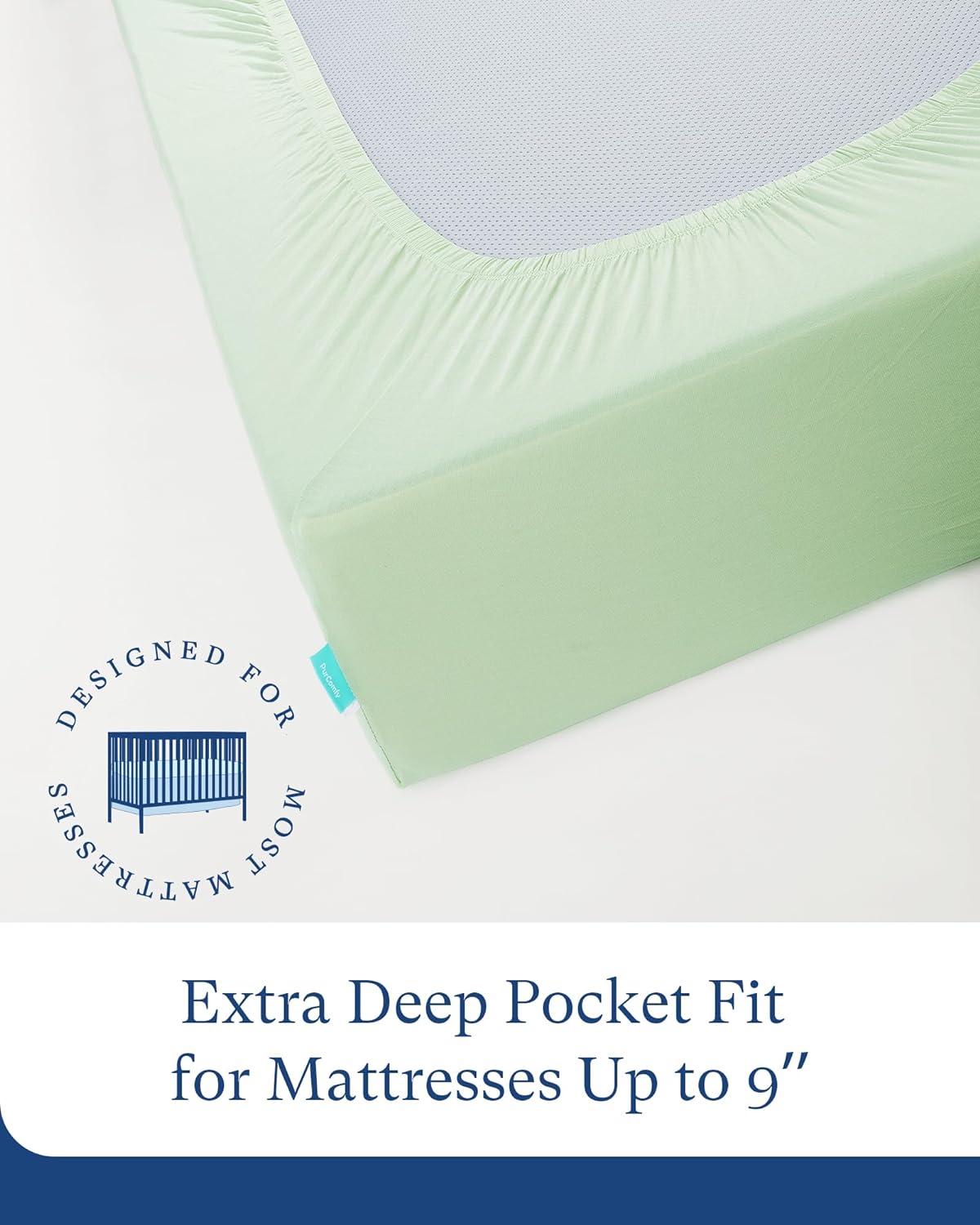PurComfy Supersoft Crib Sheets for Boys Girls, Premium Bamboo Viscose Buttery Soft Crib Mattress Fitted Sheet, Stretchy Knit Baby Sheet, Silky Comfort Baby Bed Sheets 28x52x9 Extra Deep Pocket