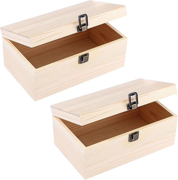 WSICSE 2 Pack Unfinished Wood Boxes