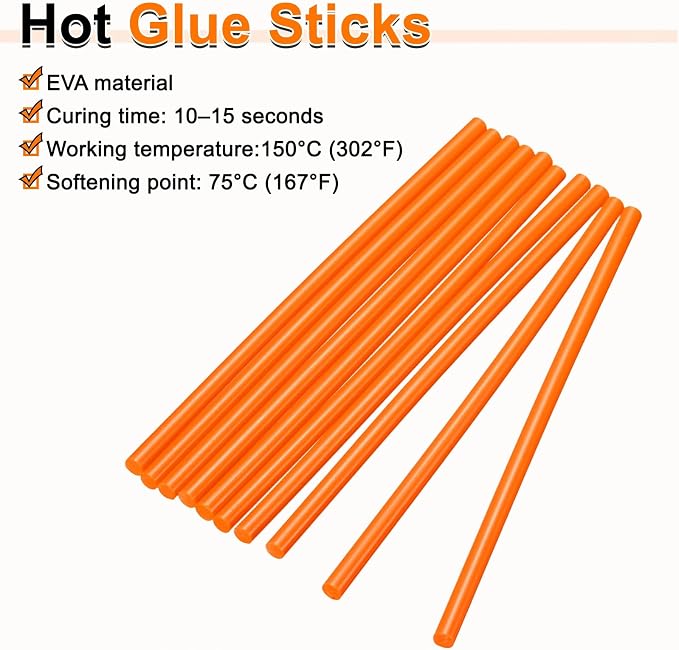 HARFINGTON 10pcs Hot Glue Sticks 0.28" Dia x 9.84" Long EVA Mini Hot Melt