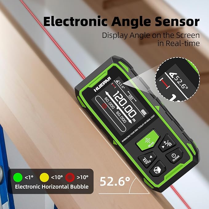 Huepar Professional 656ft/200M Dual Laser Distance Measuring Tool, 5 Years