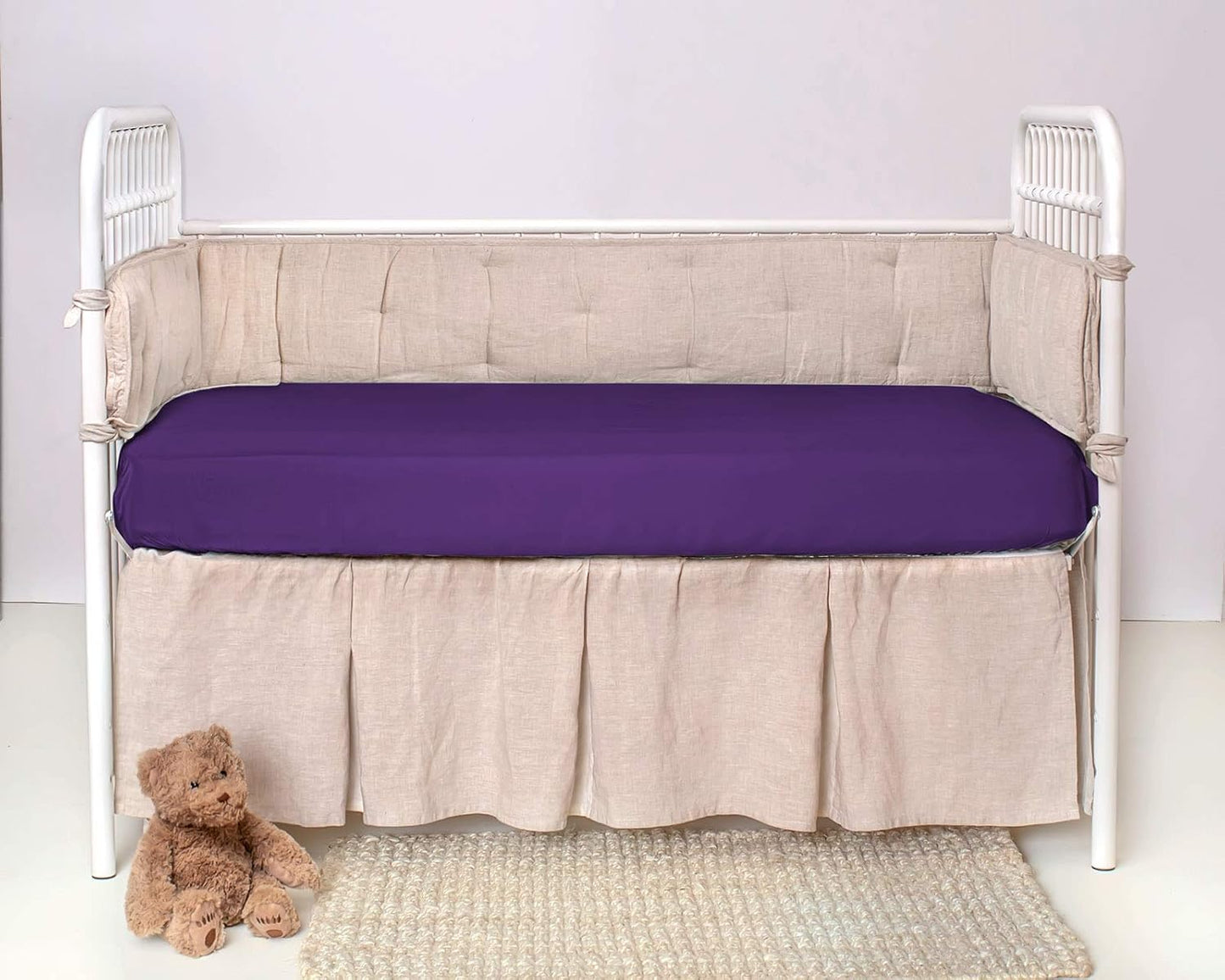 Crib Fitted Sheet by Pure Bamboo, Genuine 100% Organic Viscose Derived from Bamboo, Luxuriously Soft, Ultimate Cooling, Fits Standard Size Crib Mattress (Purple)