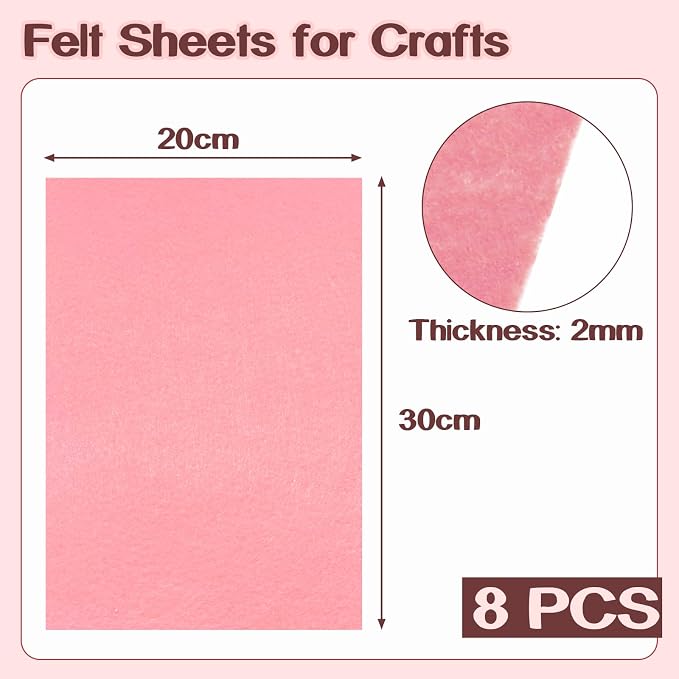 Luomorgo 8 Pcs 8 x 12 Inch Stiff Felt, 2mm Thick,