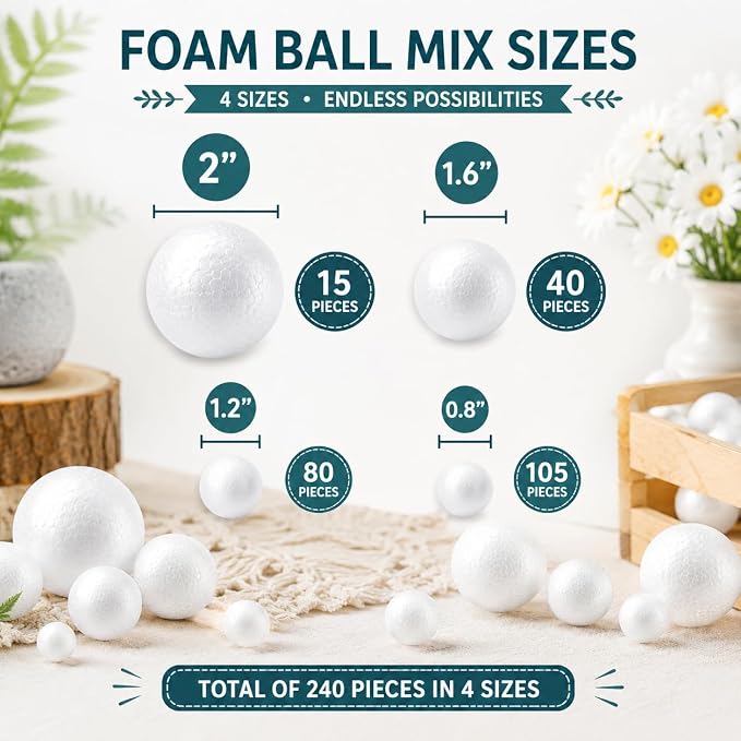 Evershine 240 Pack Craft Foam Ball