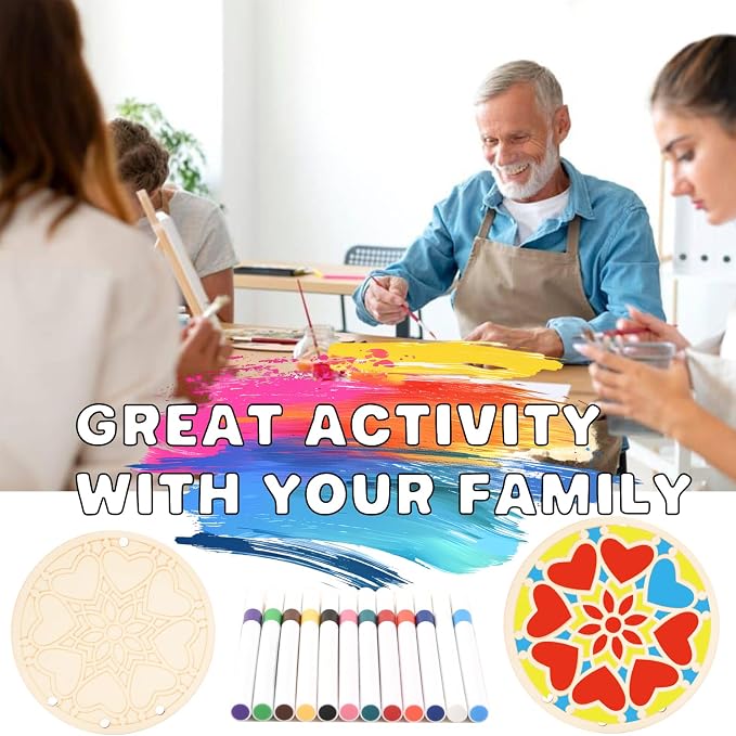 Wooden Mandala Wind Chime Ornaments Painting Craft, 8 Style Cutouts