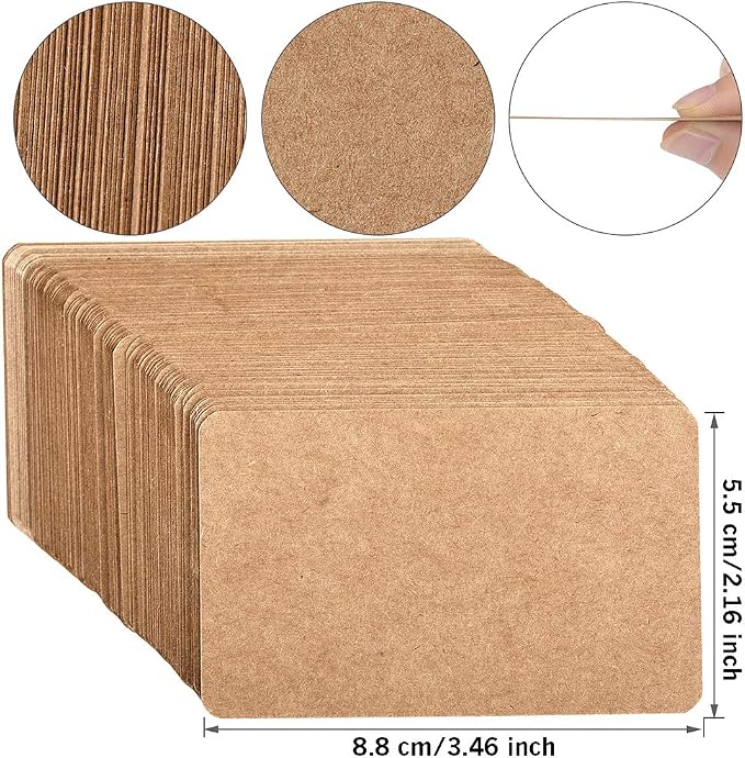 Nettbe 100pcs 3.54"x2" Blank Kraft Paper Business Card, Words Message Notes