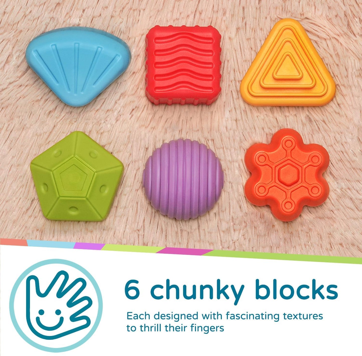 LiKee Montessori Toys for 1 Year Old, 6pcs Multi Sensory Shapes, Toddler Developmental Learning Birthday Gifts, Baby Toys 12+ Months (Cube)