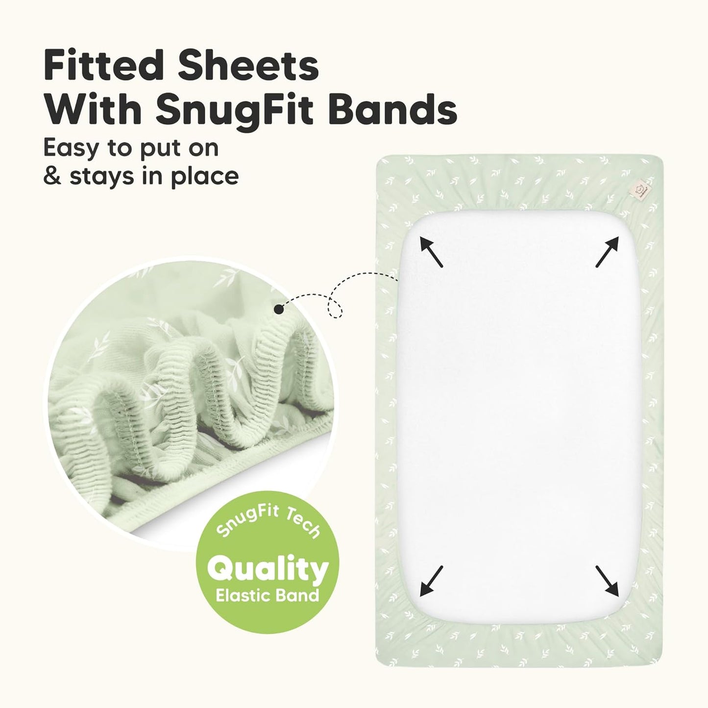 2-Pack Waterproof Baby Crib Sheets for Boys, Girls - 52x28 Viscose Derived from Bamboo Toddler Bed Sheet Neutral, Fitted Crib Mattress Protector Cover for Baby Bedding, Soft & Gentle (Herb)