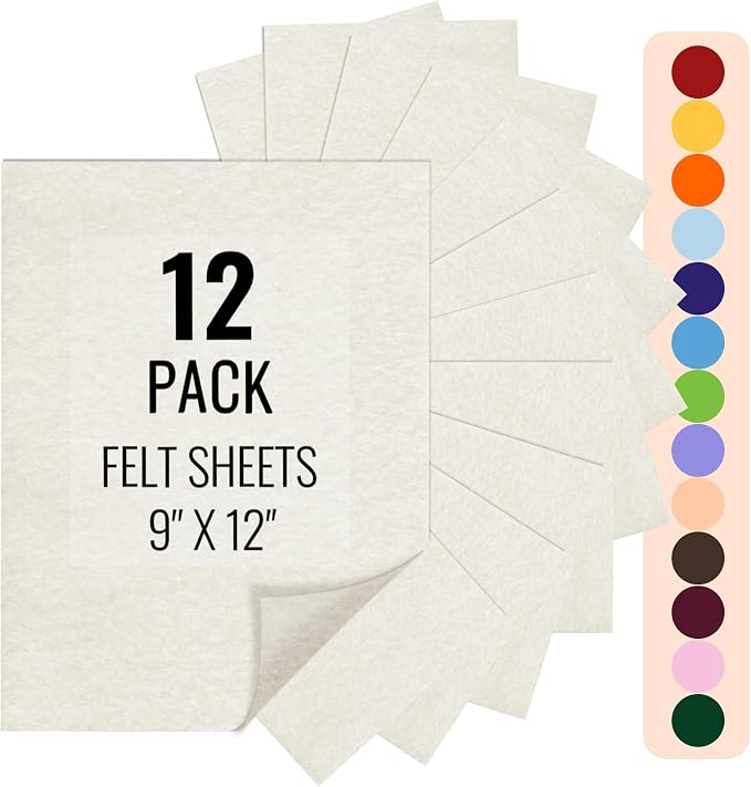 IONTACH 9" X 12" Felt Fabric Sheets 1.6mm Thick | Soft Felt