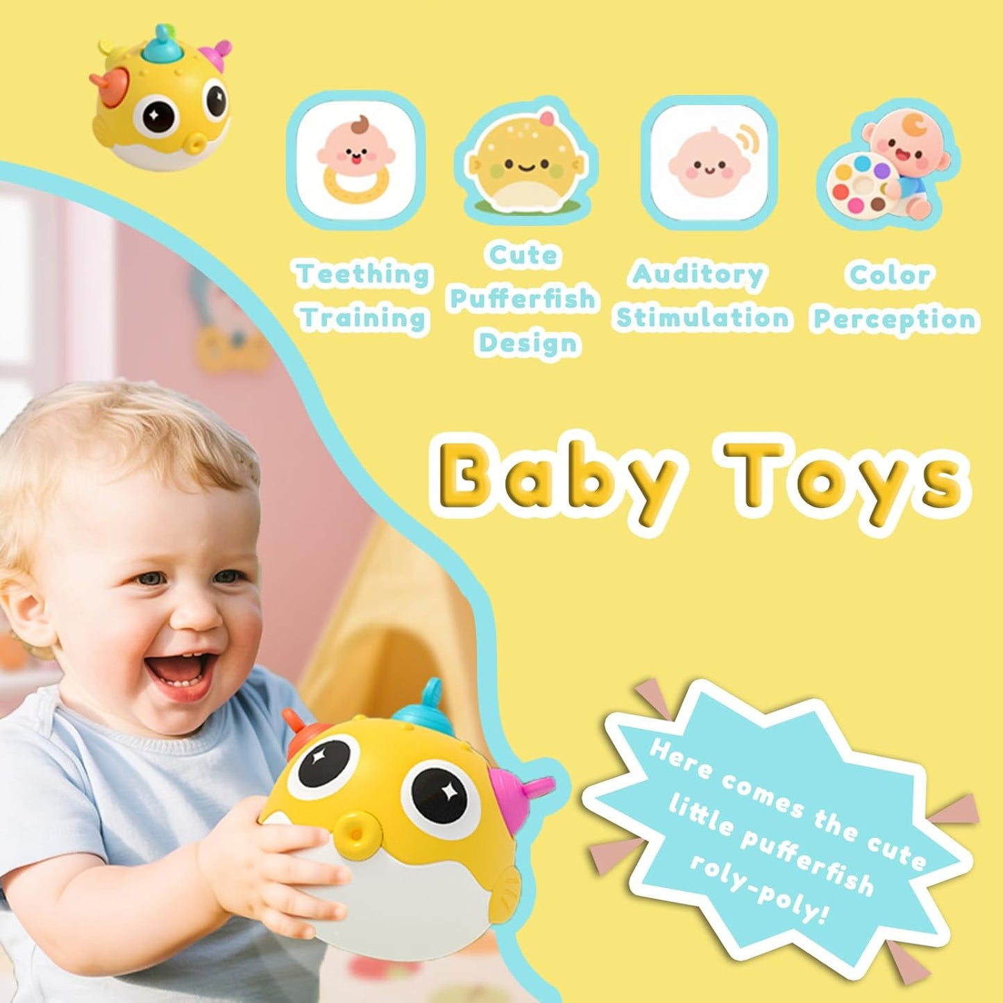 Baby Toys 0-6 Months & 6-12 Months,Baby Teething Toys 3-6,Musical Sensory Toys,Baby Rattle Toy,Baby Essentials for Boys & Girls,Newborn Infant Learning Developmental Gifts