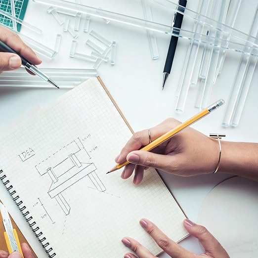 MECCANIXITY 15pcs Acrylic Square Rods 1/4" x 12" Clear Acrylic Dowel Rods