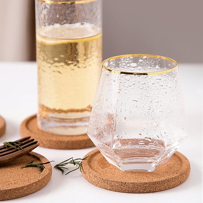 Tebery 20 Pack Round Lip Cork Coasters, 3.9 Inch Absorbent Drink Coaster