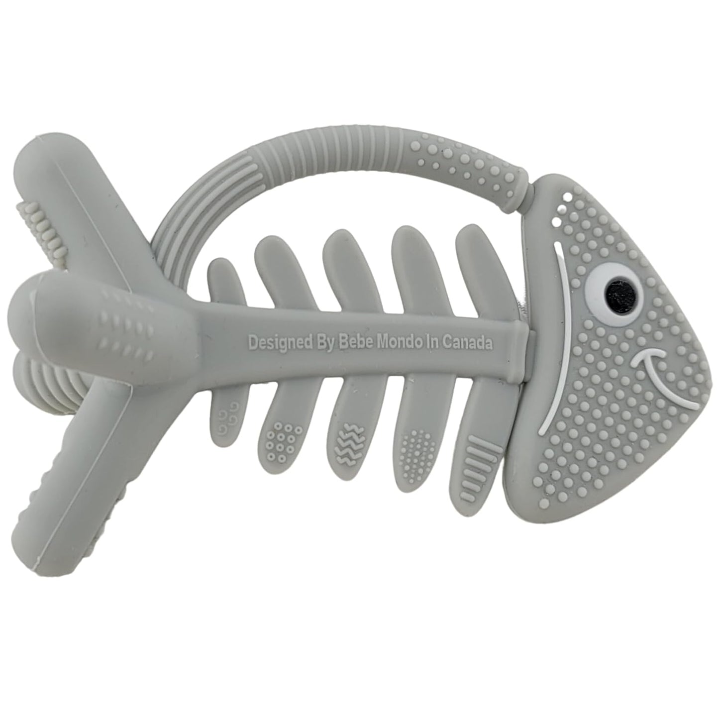 Infant Toys, Teething Toys for Babies 0-6 Months, Baby Teether 3D Fish Hand Pacifier Silicone, Soft-Textured Newborn Infants Baby Toys for Teething Relief 6-12 Months, USA Patent Pending(Grey)