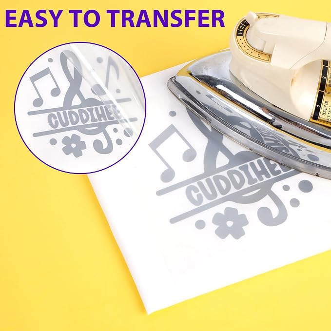 HTVVETUR Silver HTV Iron on Vinyl 12Inch by 35ft Heat Transfer Vinyl