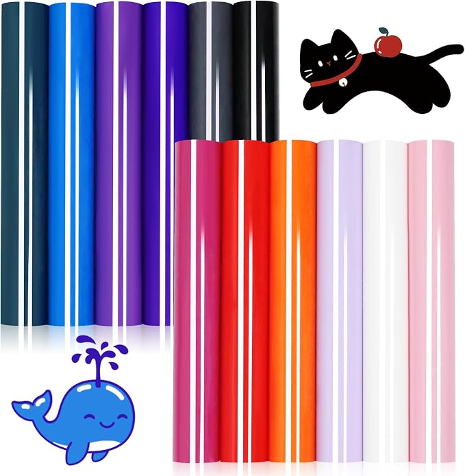 DUEUIOE PU Heat Transfer Vinyl 12 Pack 12"x10" Easy Cut & Weed Iron on HTV Vinyl