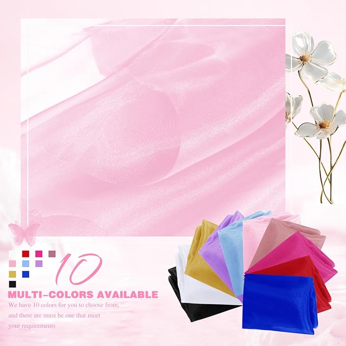 VACVELT Light Pink Sheer Organza Fabric by The Yard 60" Wide | Semi-Transparent