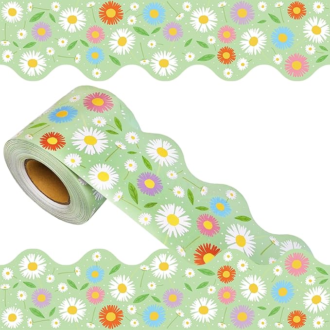 69 Feet Daisy Bulletin Board Borders Spring Floral Border Green Flowers