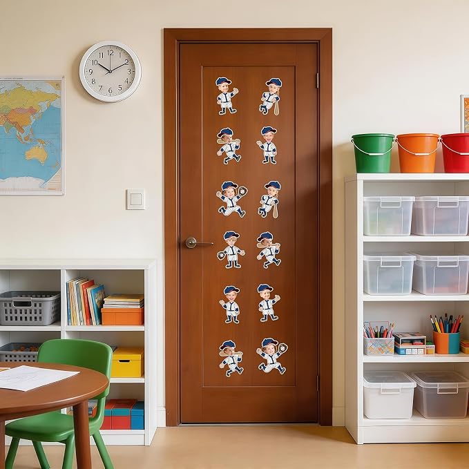 54Pcs Baseball Cutouts Bulletin Boards Decorations, Cartoon Baseball Player DIY