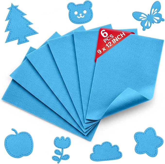 Sky Blue Soft Felt Sheets for Crafts, 1.6mm Thick, Kids' Crafts, DIY Projects