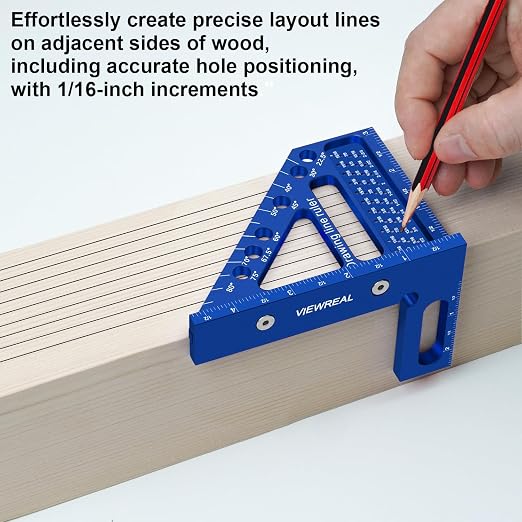 3D Multi-Angle Aluminum Alloy Woodworking Square Ruler, 22.5-90 Degree