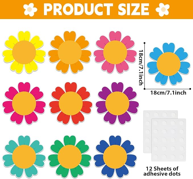 gisgfim 80Pcs Colorful Flower Cutouts Back to School Decorations Bulletin Board