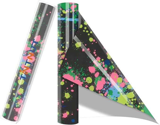 Tintnut Blue Green Splash Heat Transfer Vinyl Roll, stretch washable, works