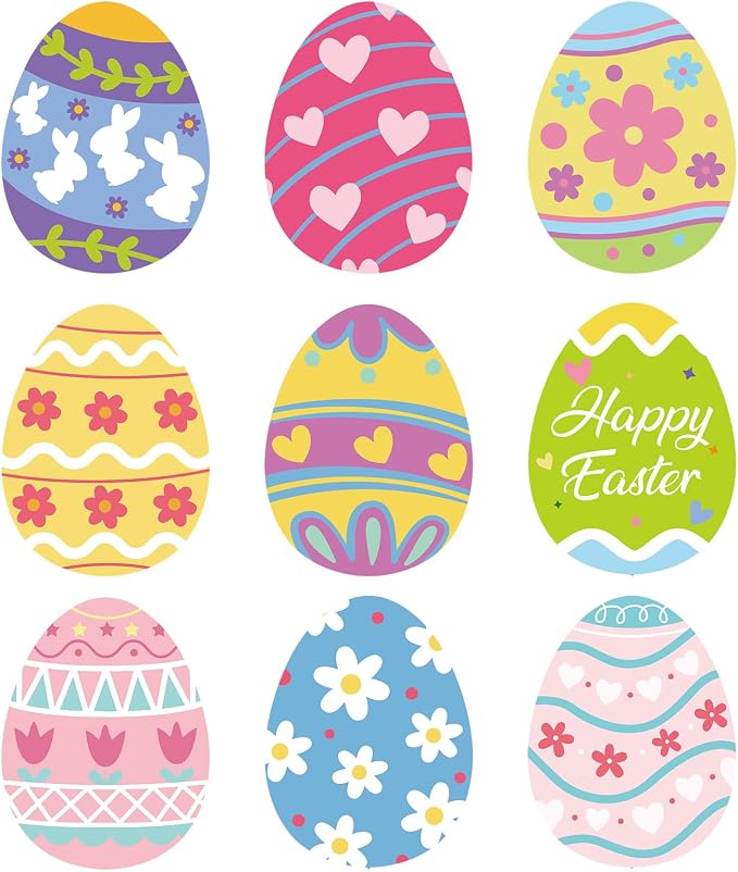 54Pcs Easter Egg Cutouts, Spring Classroom Bulletin Board Decorations,