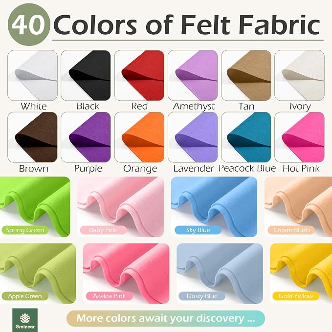 Spring Green Soft Felt Sheets for Crafts, 1.6mm Thick, Handmade Crafts