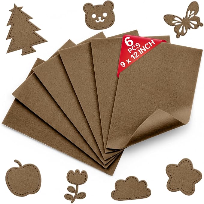 Mocha Brown Soft Felt Sheets for Crafts, 1.6mm Thick, Kids' Crafts, DIY Projects