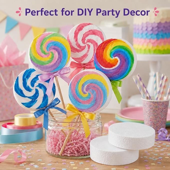 8 Pcs 3 Inch Foam Circles for Crafts, 1 Inch Thick White Polystyrene Round Foam