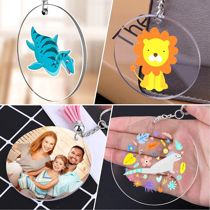 Acrylic Keychain Blanks, Audab 30PCS Bulk Acrylic Circles Clear Disc Ornaments