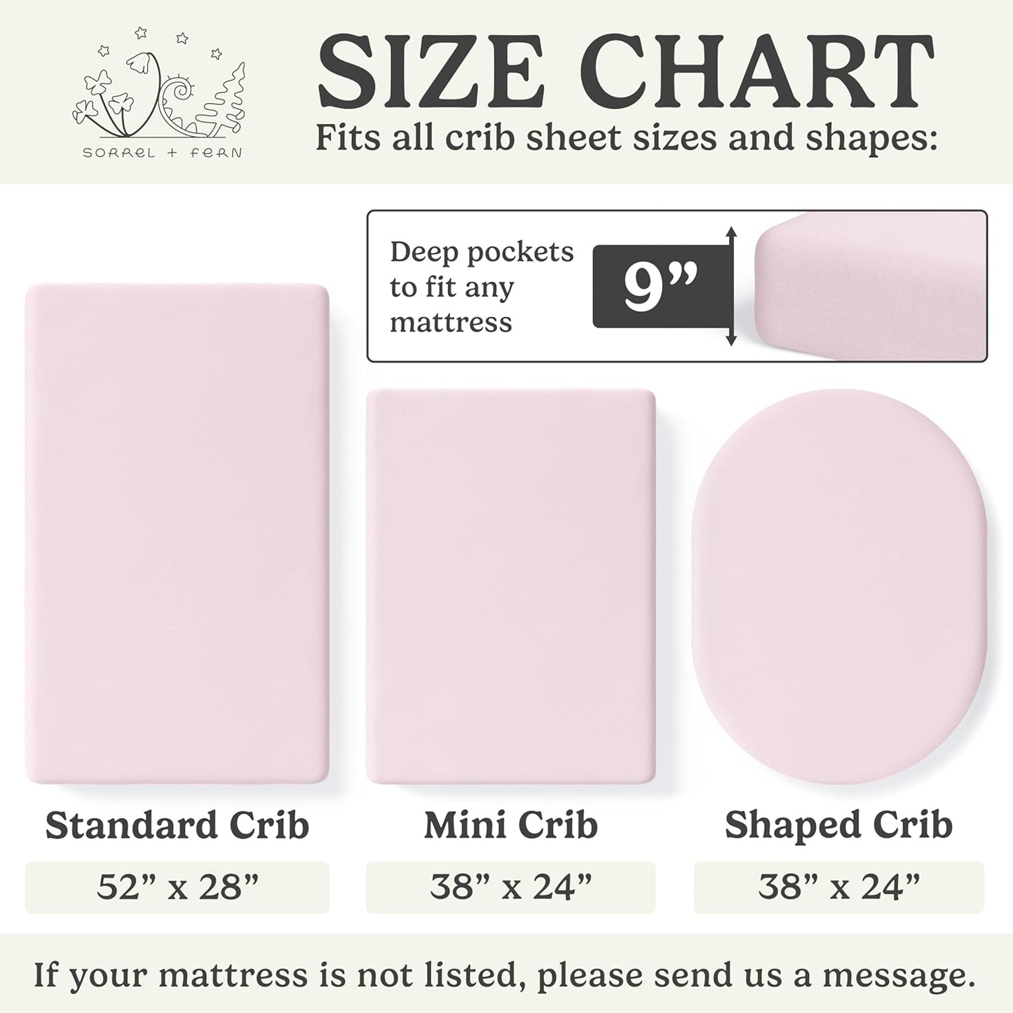 Sorrel + Fern Crib Sheets Neutral - Fitted Baby Crib Sheets Bed for Girl Boy - 2 Pack Standard & Toddler Mattress (Unicorn Blossom) - Buttery Soft Organic Cotton Blend