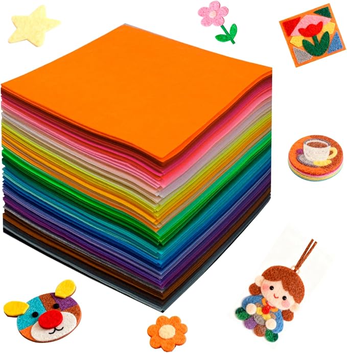 120 Pcs Craft Felt Sheets, 4 x 4 inch Soft Felt Squares