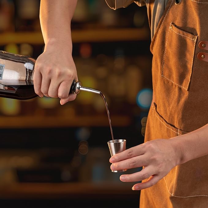 Briout Jigger for Bartending, Flat Edge Silver
